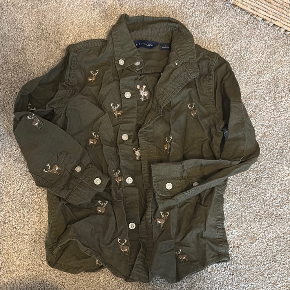 Janie and Jack Green Button Down Shirt Classic Style